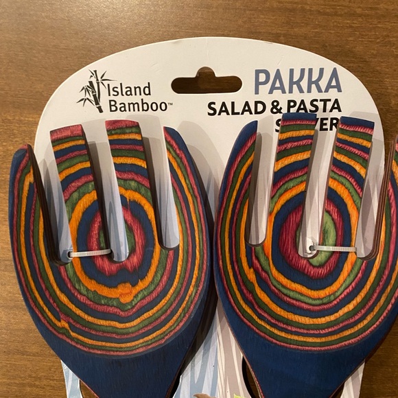 Island Bamboo Pakka Salad/Pasta Serving Set NWT - Picture 2 of 7